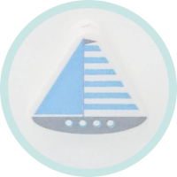 Dreieck Boot weiß/grau/blau