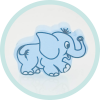 Elefant pastellblau-grau