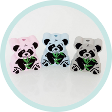 Formperle Panda Bambus weiß