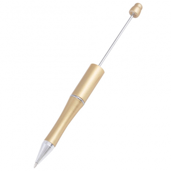 Kugelschreiber hellgold Rohling für Perlen - zum Schließen ins Bild klicken