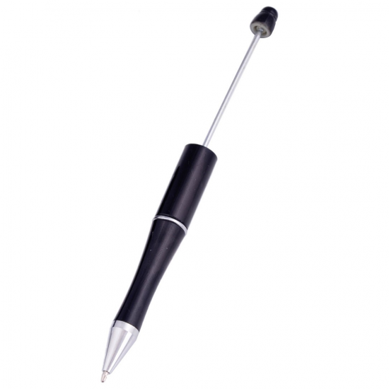 Kugelschreiber schwarz Rohling für Perlen - zum Schließen ins Bild klicken