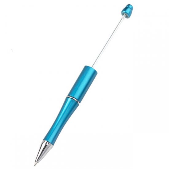 Kugelschreiber türkisblau Rohling für Perlen - zum Schließen ins Bild klicken