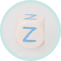 Buchstabenwürfel Z 10mm Holz geprägt hellblau