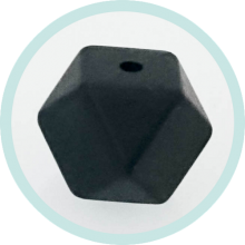 Silikon Hexagonperle schwarz 14mm