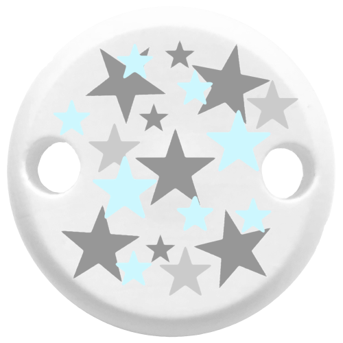 Clip Mini Variante A weiß Sternchen grau/babyblau - zum Schließen ins Bild klicken