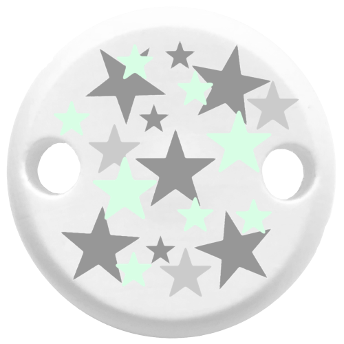 Clip Mini Variante A weiß Sternchen grau/mint - zum Schließen ins Bild klicken
