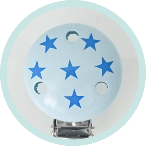 Befestigungsclip Variante B babyblau Sternchen blau - zum Schließen ins Bild klicken