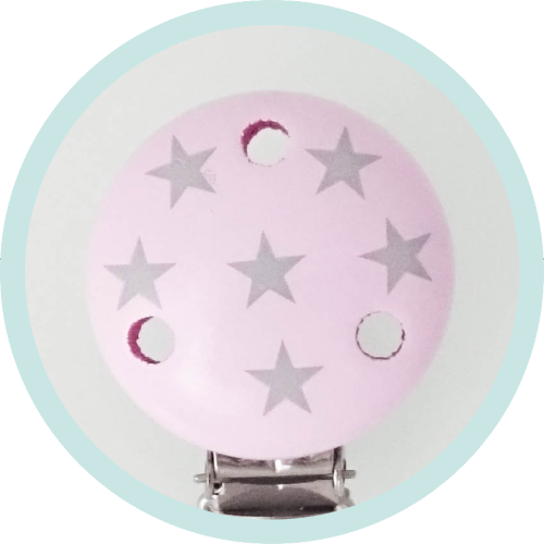 Befestigungsclip Variante B rosa Sternchen hellgrau - zum Schließen ins Bild klicken