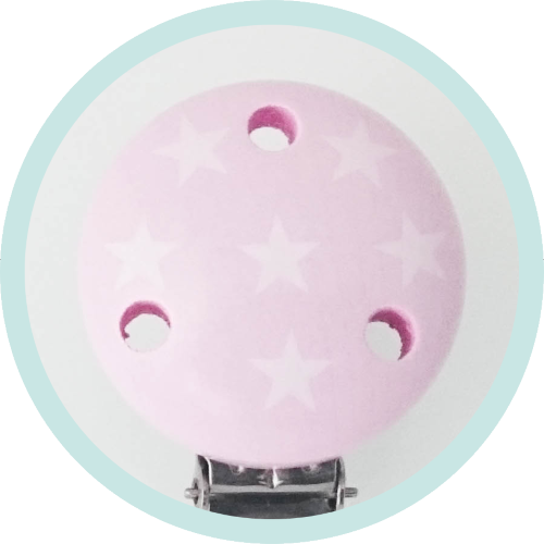 Befestigungsclip Variante B rosa Sternchen weiß - zum Schließen ins Bild klicken