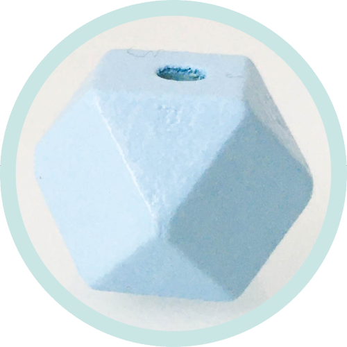 Holzperlen Hexagon 16mm babyblau - zum Schließen ins Bild klicken