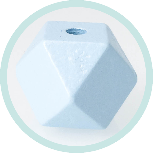 Holzperlen Hexagon 16mm babyblau Perlmutt - zum Schließen ins Bild klicken