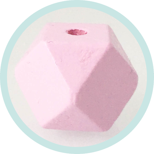 Holzperlen Hexagon 12mm rosa - zum Schließen ins Bild klicken