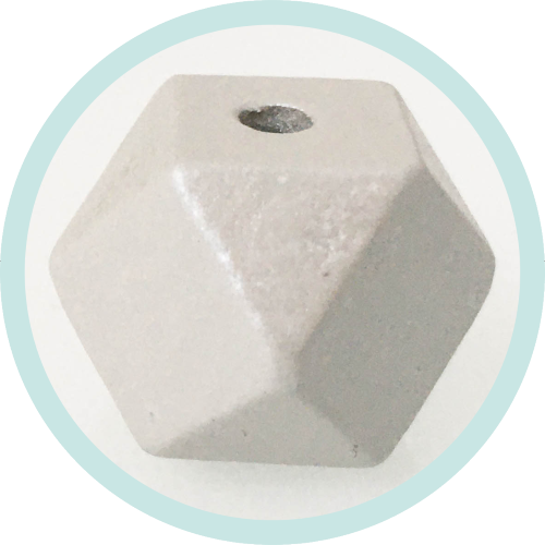 Holzperlen Hexagon 16mm hellgrau Perlmutt - zum Schließen ins Bild klicken