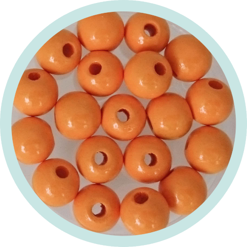 Holzperlen mandarin 10mm - zum Schließen ins Bild klicken