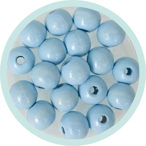 Holzperlen pastellblau 12mm - zum Schließen ins Bild klicken