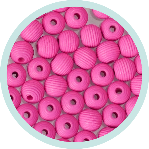 Rillenperlen pink 10mm - zum Schließen ins Bild klicken