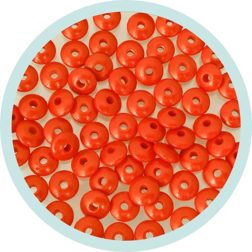 Holzlinsen rot 10mm normale Form Maxibeutel 500 Stück - zum Schließen ins Bild klicken