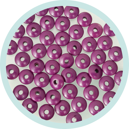 Holzlinsen purpur 10mm normale Form - zum Schließen ins Bild klicken