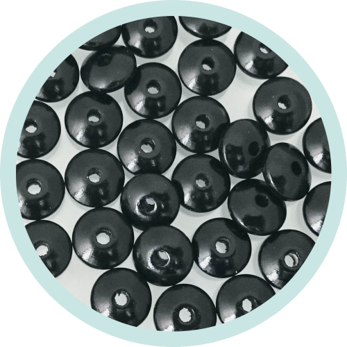 Holzlinsen schwarz 14mm Maxibeutel 300 Stück - zum Schließen ins Bild klicken