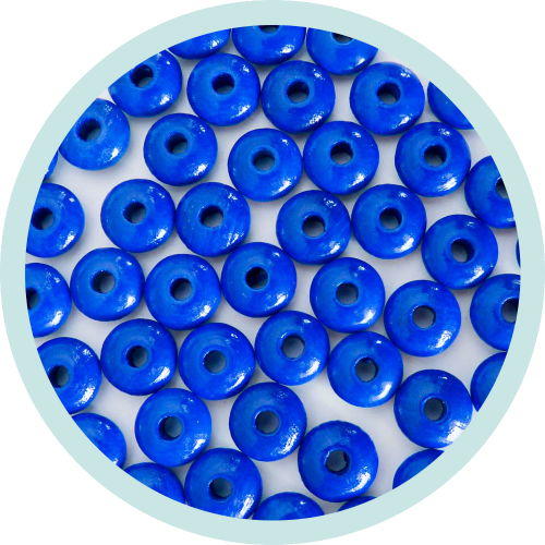 Holzlinsen dunkelblau 10mm normale Form Maxibeutel 500 Stück - zum Schließen ins Bild klicken