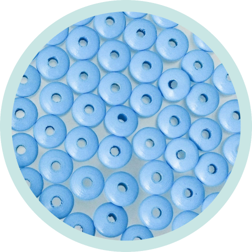 Holzlinsen skyblau 10mm normale Form - zum Schließen ins Bild klicken