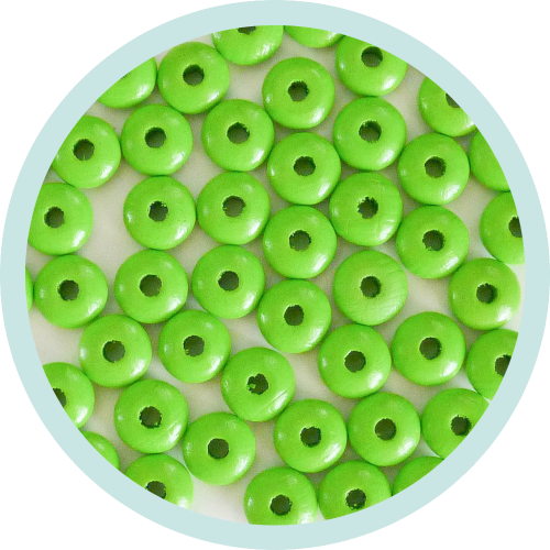 Holzlinsen apfelgrün 10mm rund - zum Schließen ins Bild klicken