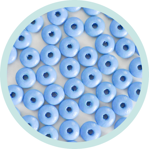 Holzlinsen hellblau 10mm rund - zum Schließen ins Bild klicken