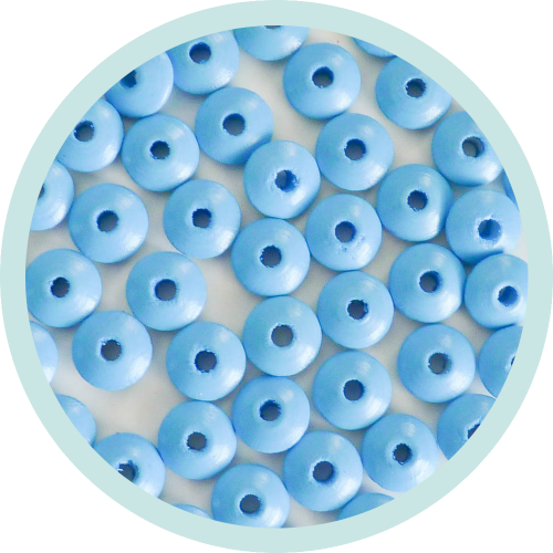 Holzlinsen skyblau 10mm rund - zum Schließen ins Bild klicken