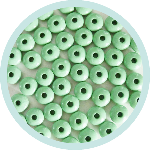 Holzlinsen mintgrün 10mm rund - zum Schließen ins Bild klicken
