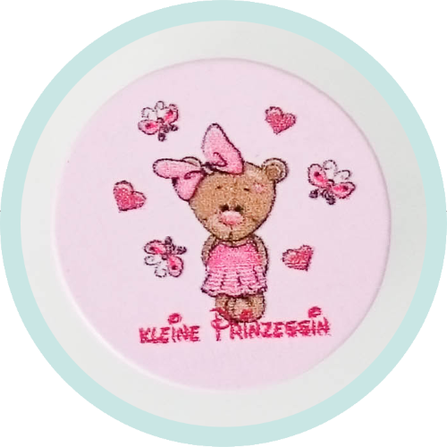 Scheibchen rosa Teddy kleine Prinzessin - zum Schließen ins Bild klicken