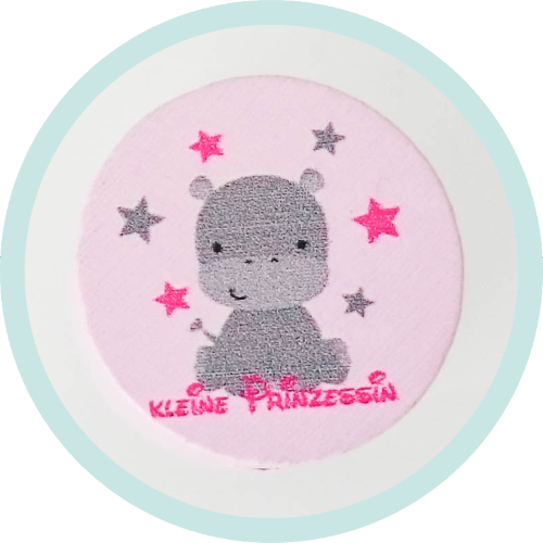Scheibchen rosa Hippo kleine Prinzessin - zum Schließen ins Bild klicken