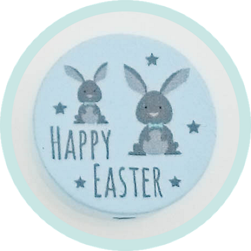 Scheibchen babyblau Happy Easter / Schleife - zum Schließen ins Bild klicken