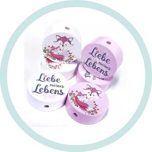 Scheibchen 26mm weiß Fuchs Liebe meines Lebens - zum Schließen ins Bild klicken