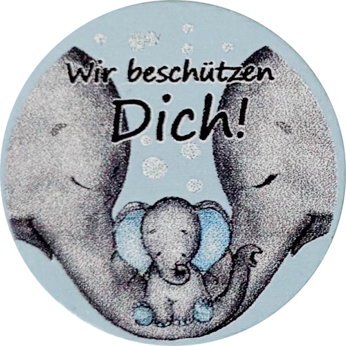 Scheibchen 26mm babyblau Wir beschützen dich - zum Schließen ins Bild klicken
