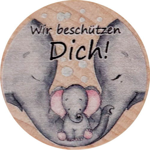 Scheibchen 26mm natur Wir beschützen dich - zum Schließen ins Bild klicken