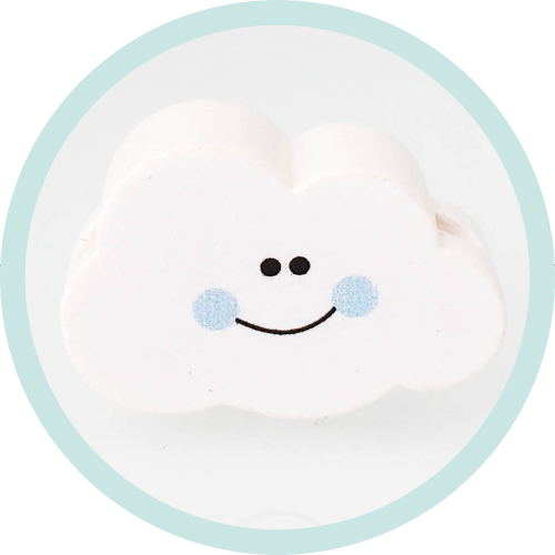 Mini-Wolke lacht weiß-babyblau horizontal - zum Schließen ins Bild klicken