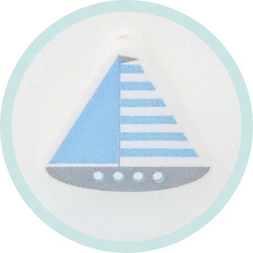 Dreieck Boot weiß/grau/blau - zum Schließen ins Bild klicken