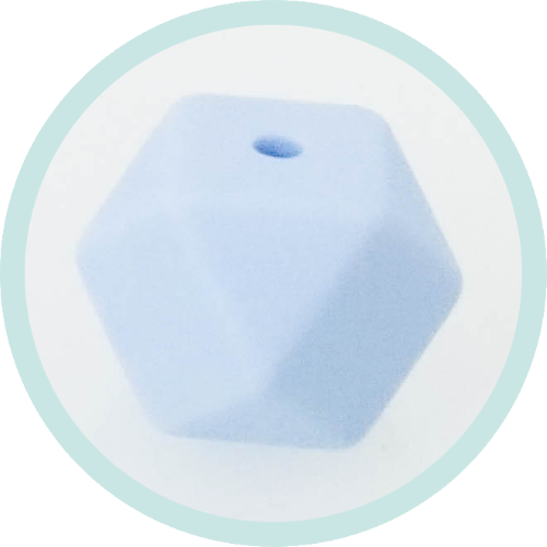 Silikon Hexagonperle blau 17mm - zum Schließen ins Bild klicken