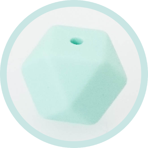 Silikon Hexagonperle mint 17mm - zum Schließen ins Bild klicken