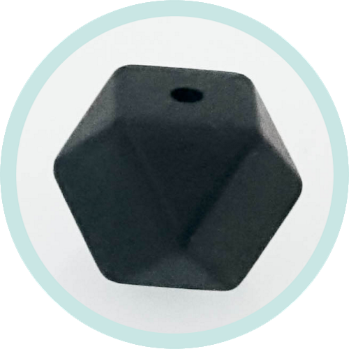 Silikon Hexagonperle schwarz 14mm - zum Schließen ins Bild klicken