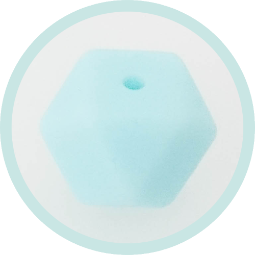 Silikon Hexagonperle helltürkis 14mm - zum Schließen ins Bild klicken