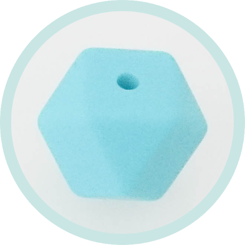 Silikon Hexagonperle türkis 14mm - zum Schließen ins Bild klicken