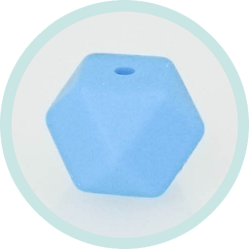 Silikon Hexagonperle skyblau 14mm - zum Schließen ins Bild klicken