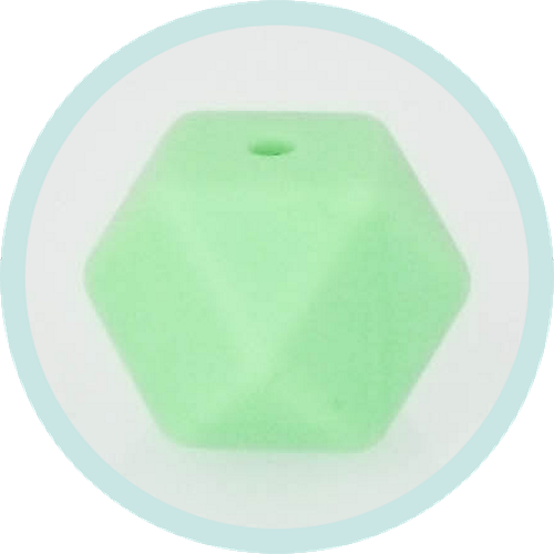 Silikon Hexagonperle hellgrün 14mm - zum Schließen ins Bild klicken