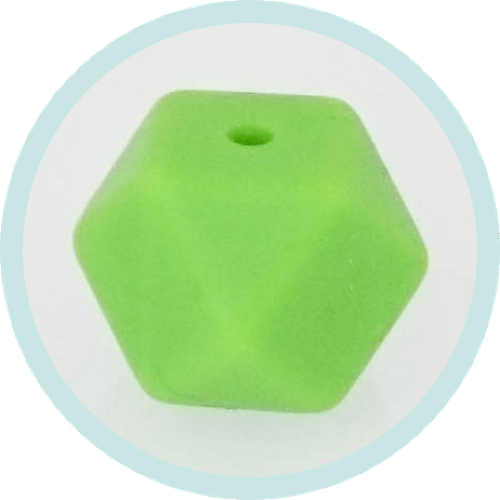 Silikon Hexagonperle apfelgrün 14mm - zum Schließen ins Bild klicken