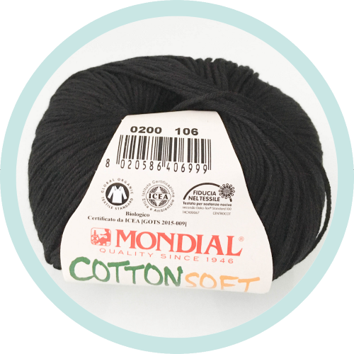 Wolle Mondial Cotton Soft Bio schwarz - zum Schließen ins Bild klicken